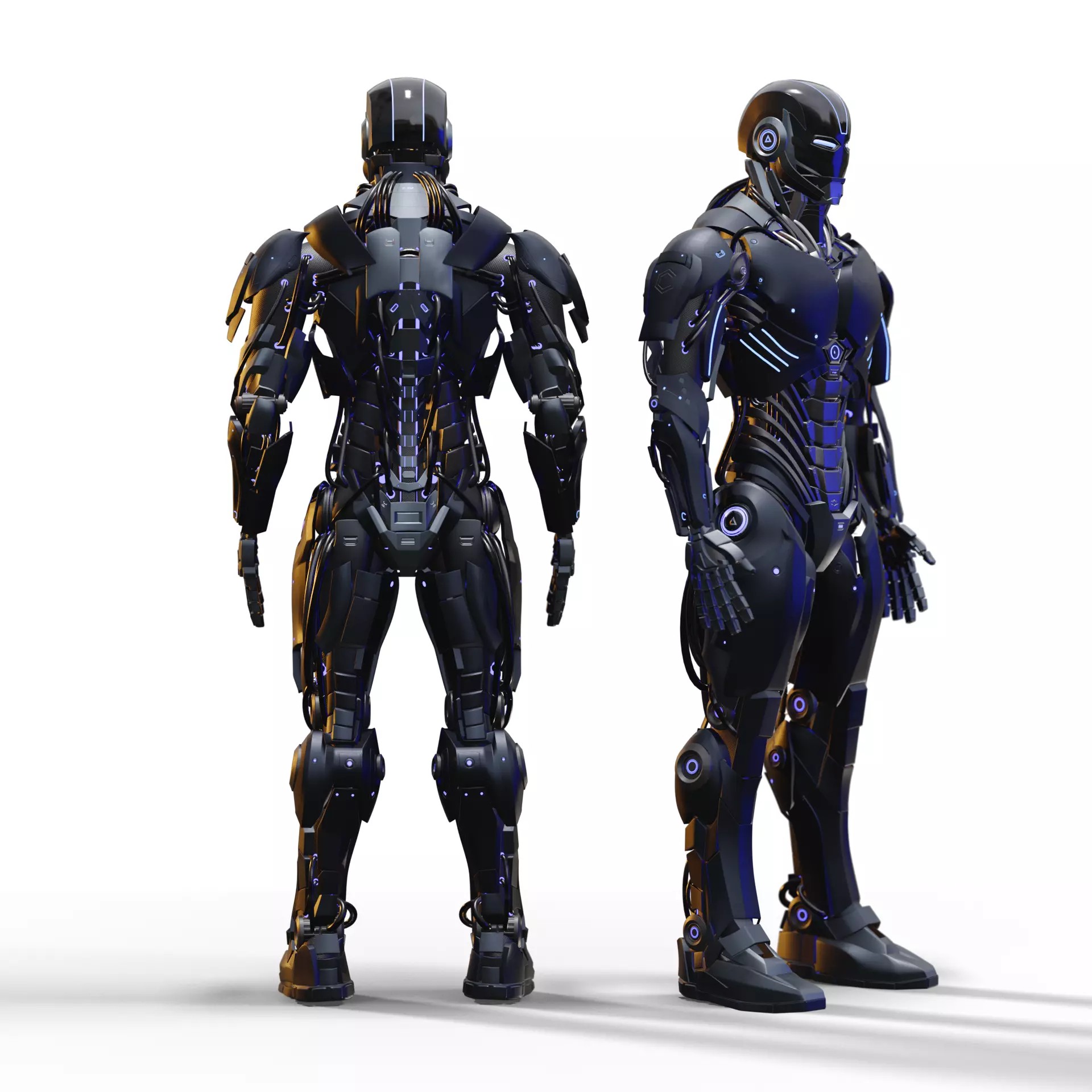 Futuristic Humanoid Combat Robot - Low-Poly Game-Ready 3D Model