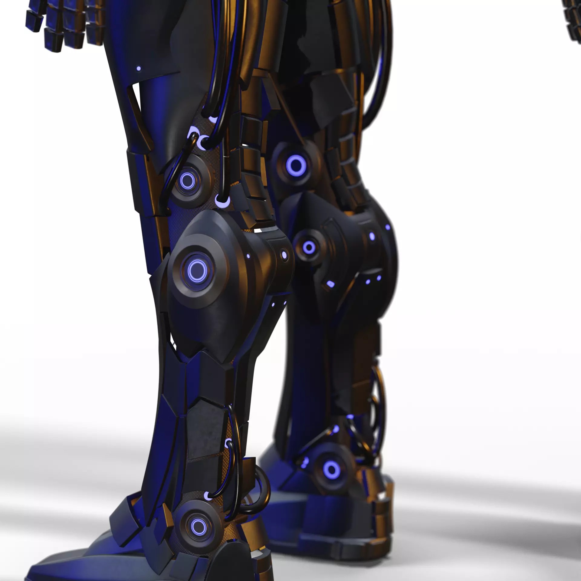 Futuristic Humanoid Combat Robot - Low-Poly Game-Ready 3D Model - View 10