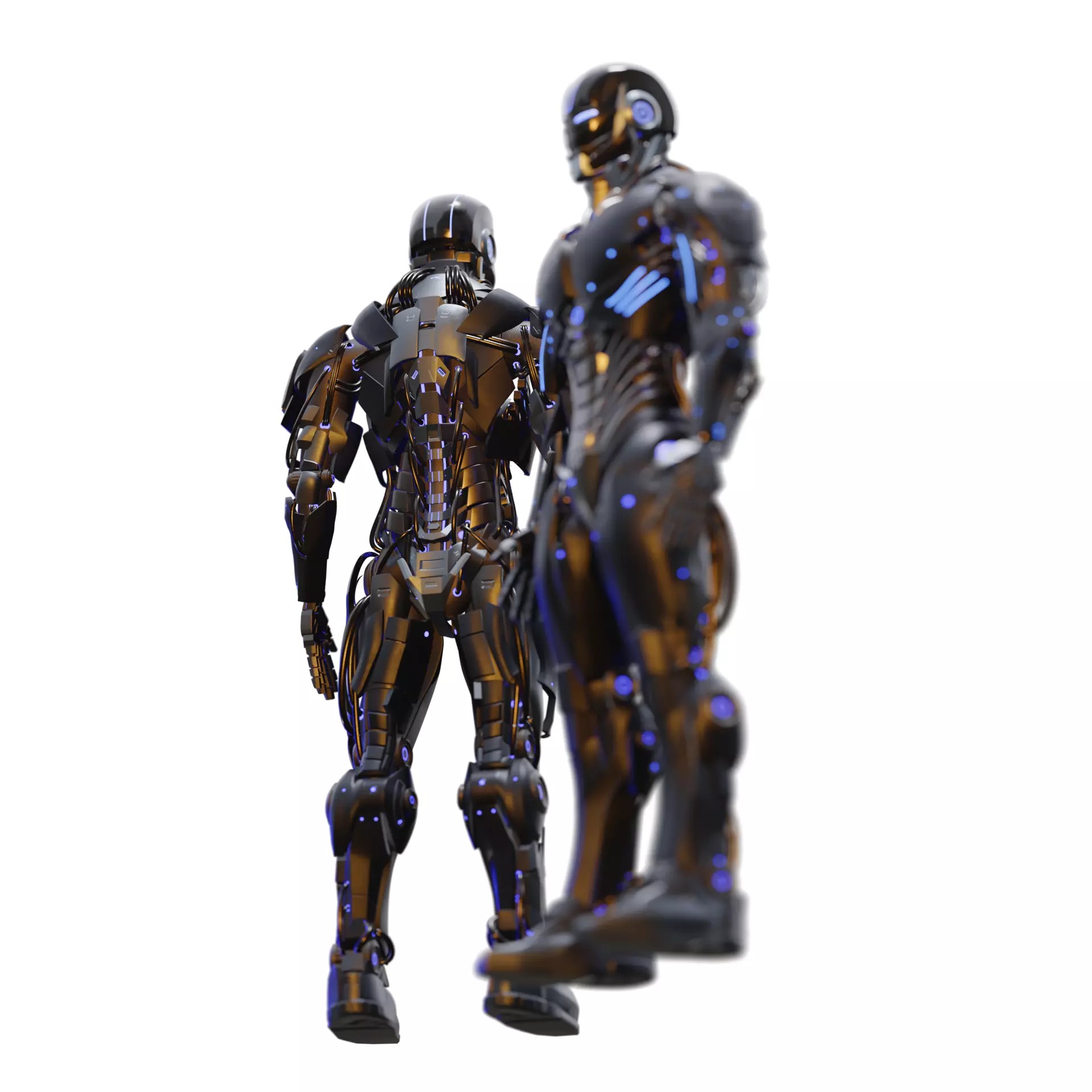 Futuristic Humanoid Combat Robot - Low-Poly Game-Ready 3D Model - View 11