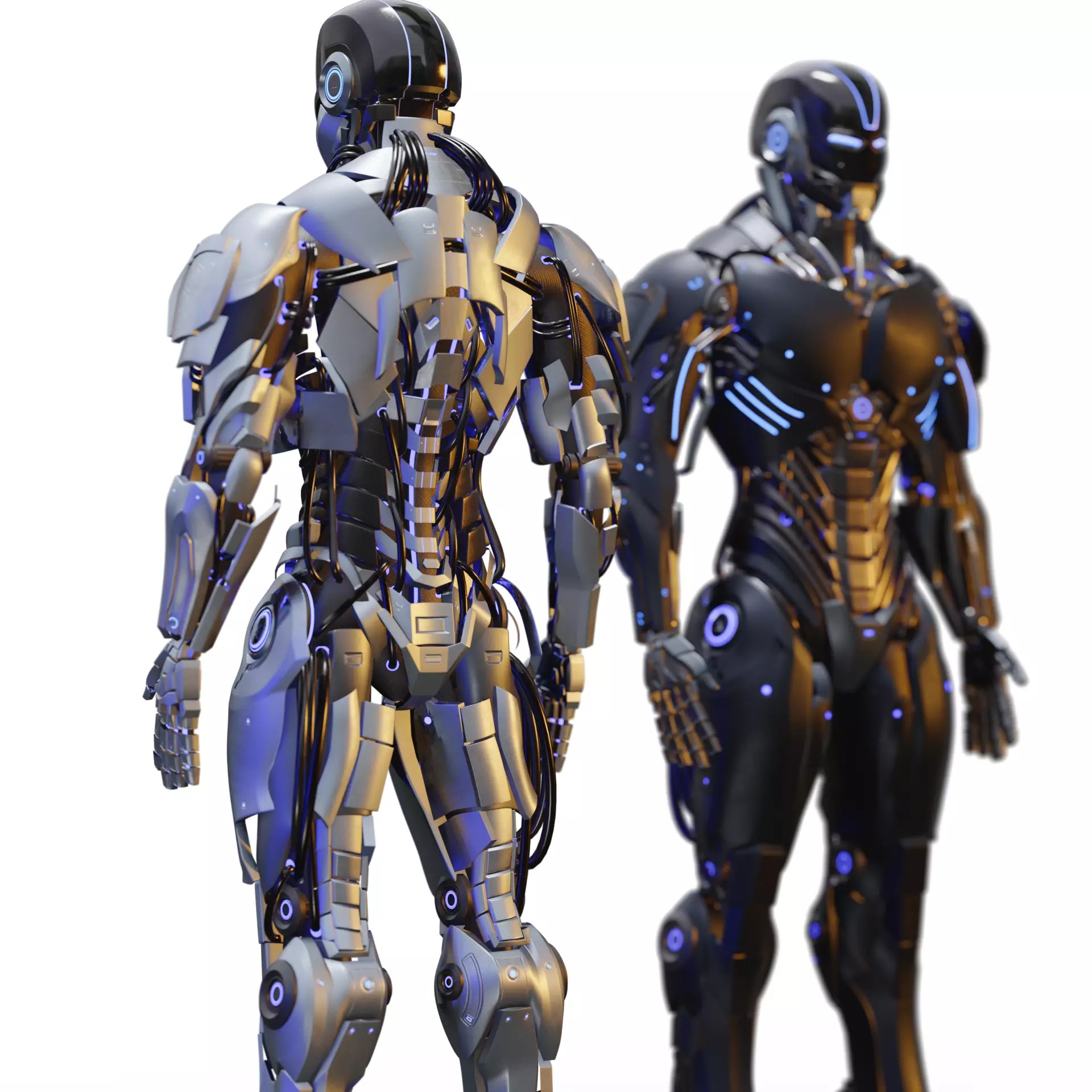 Futuristic Humanoid Combat Robot - Low-Poly Game-Ready 3D Model - View 15