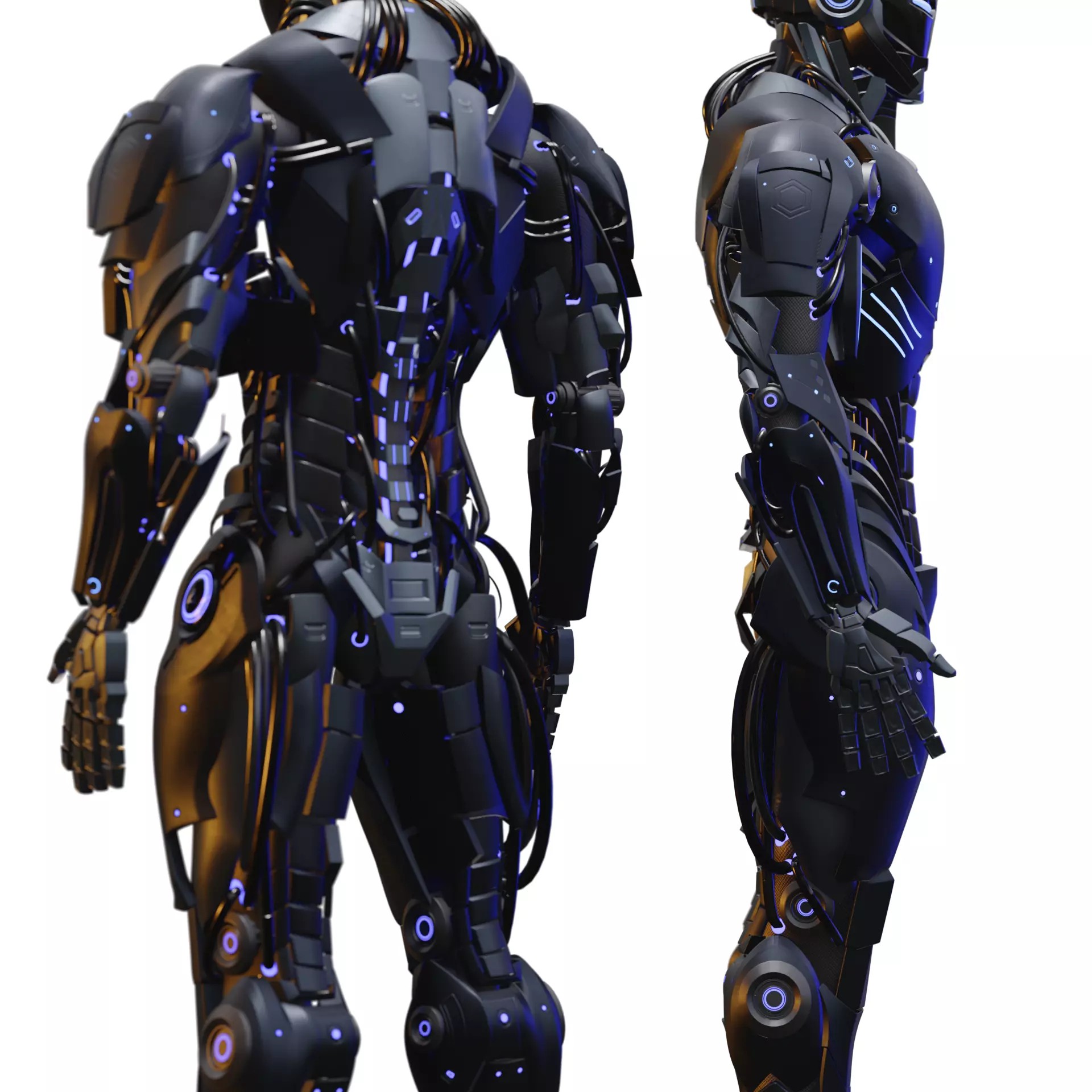 Futuristic Humanoid Combat Robot - Low-Poly Game-Ready 3D Model - View 18