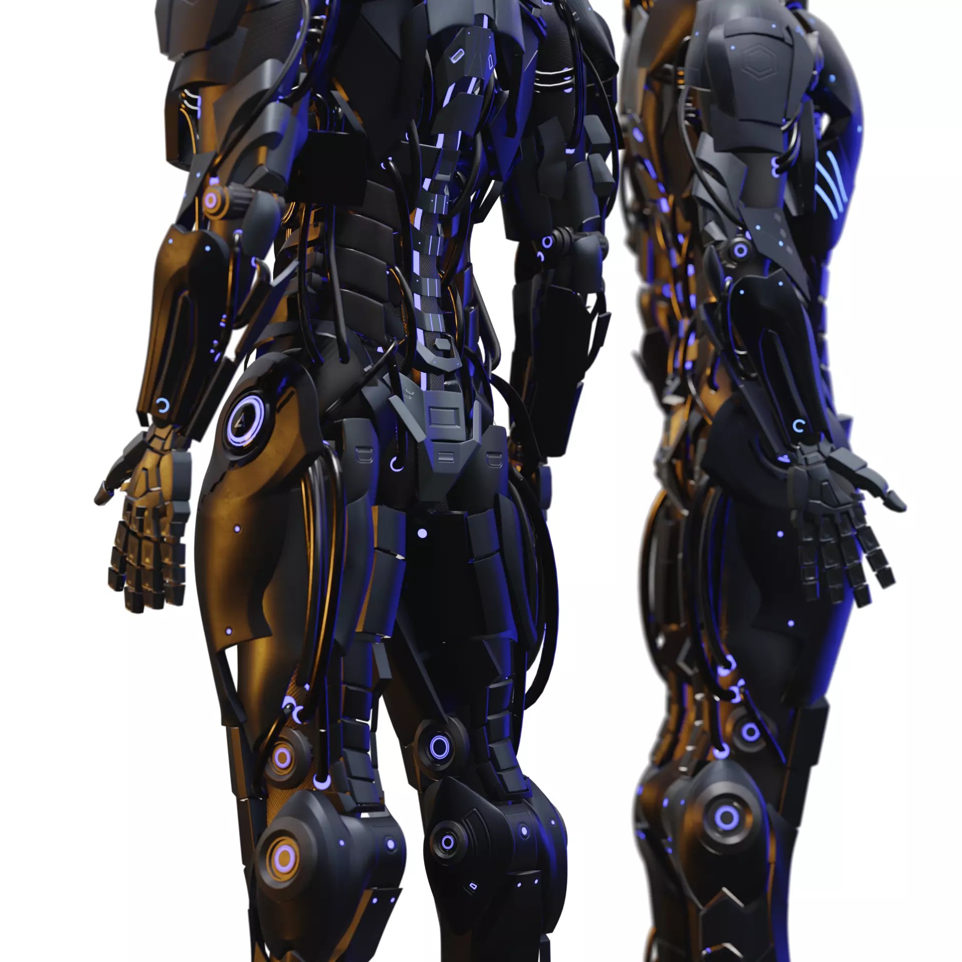 Futuristic Humanoid Combat Robot - Low-Poly Game-Ready 3D Model - View 3