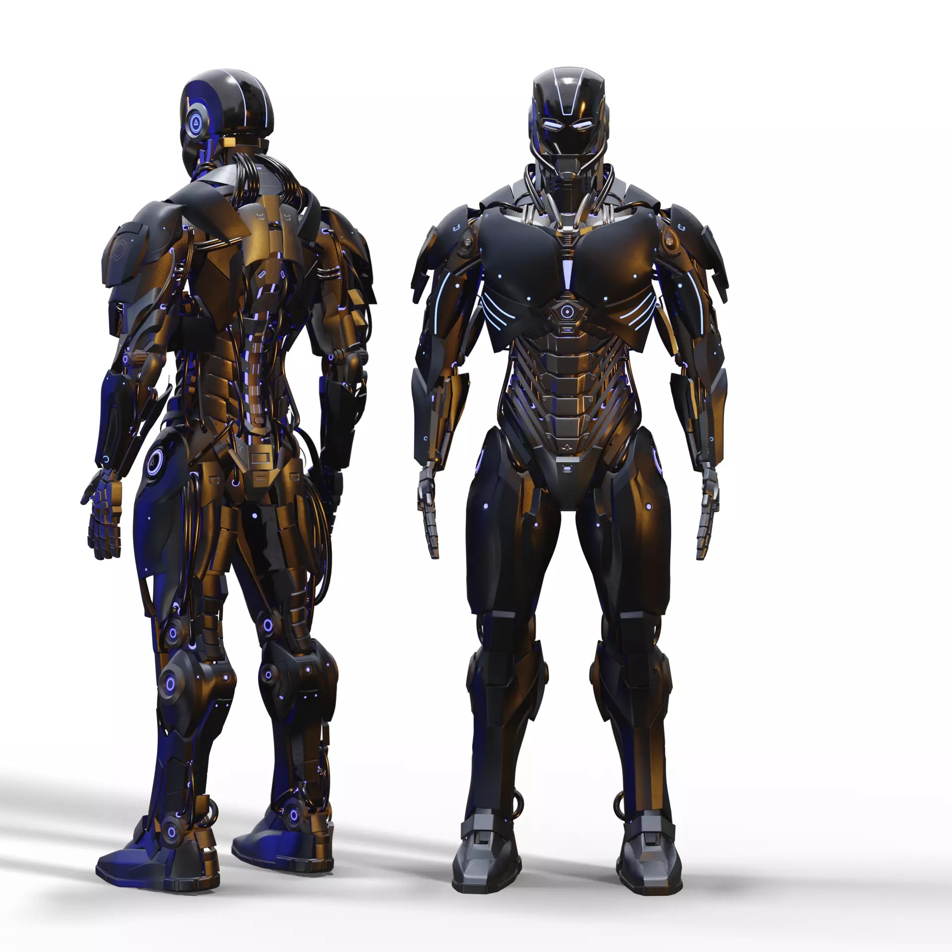 Futuristic Humanoid Combat Robot - Low-Poly Game-Ready 3D Model - View 6