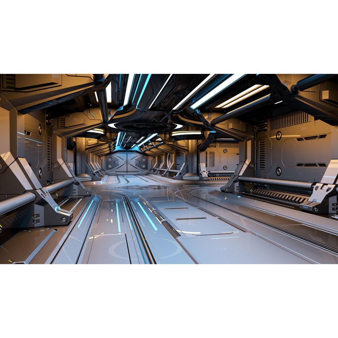 Sci-Fi Modular Corridor 3D Model – Futuristic Design, FBX & OBJ - View 10