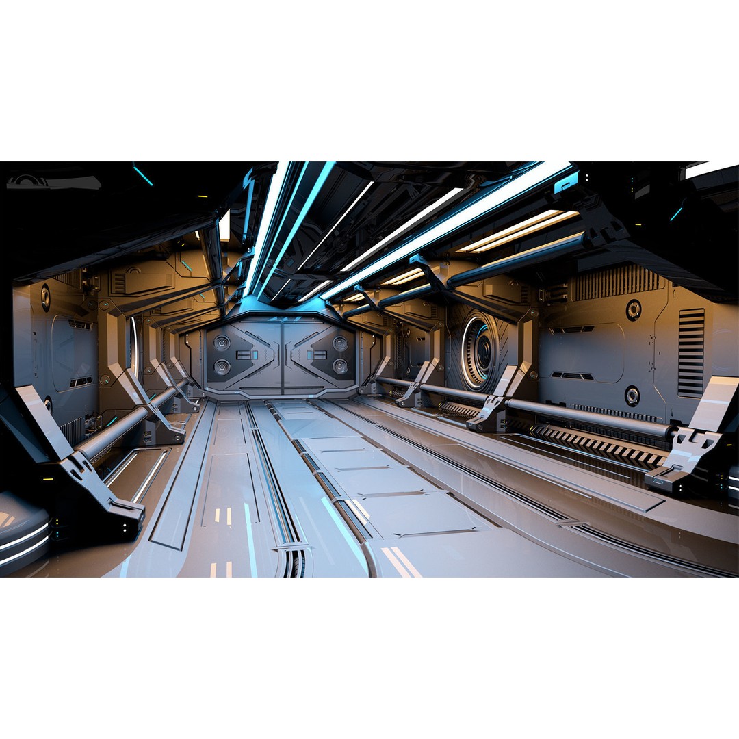 Sci-Fi Modular Corridor 3D Model – Futuristic Design, FBX & OBJ - View 11