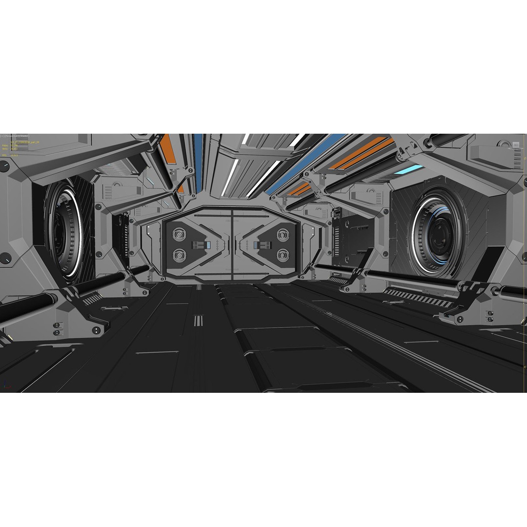 Sci-Fi Modular Corridor 3D Model – Futuristic Design, FBX & OBJ - View 13