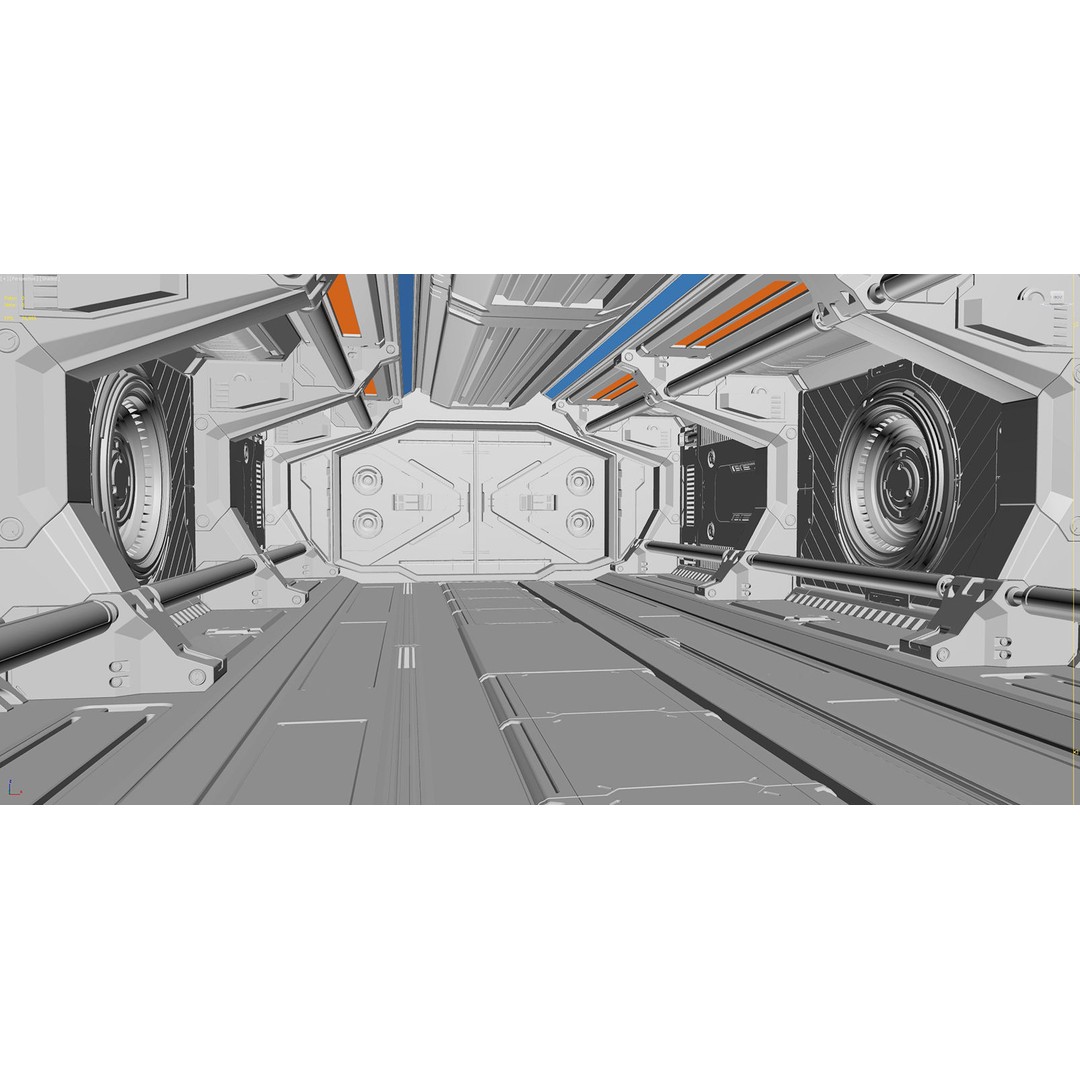 Sci-Fi Modular Corridor 3D Model – Futuristic Design, FBX & OBJ - View 14