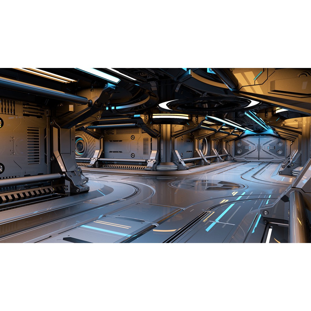 Sci-Fi Modular Corridor 3D Model – Futuristic Design, FBX & OBJ - View 4