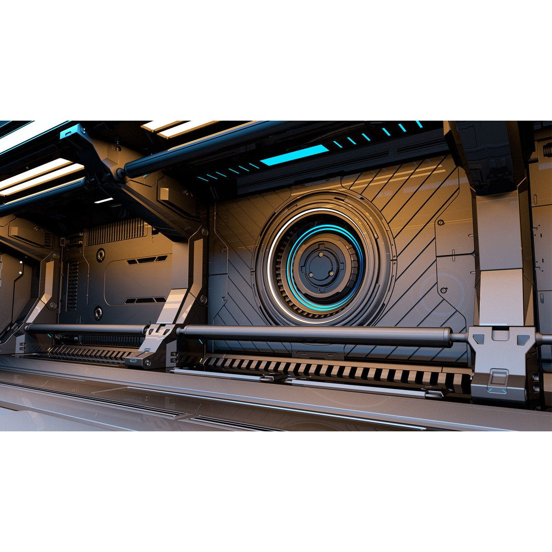 Sci-Fi Modular Corridor 3D Model – Futuristic Design, FBX & OBJ - View 5