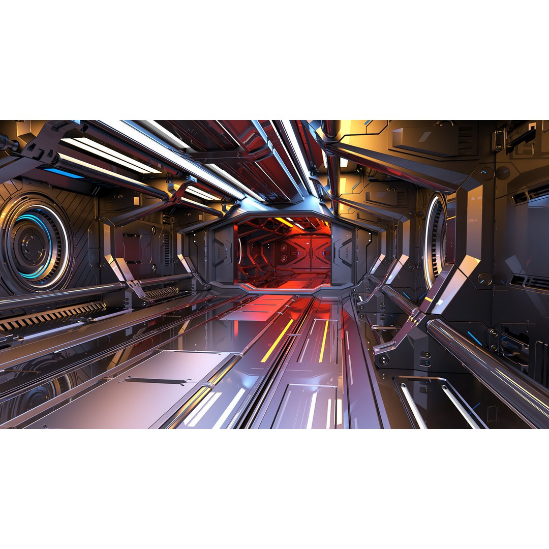 Sci-Fi Modular Corridor 3D Model – Futuristic Design, FBX & OBJ - View 7