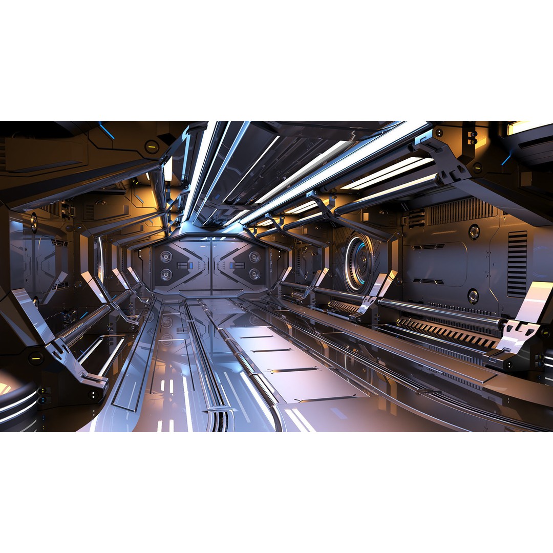 Sci-Fi Modular Corridor 3D Model – Futuristic Design, FBX & OBJ - View 9