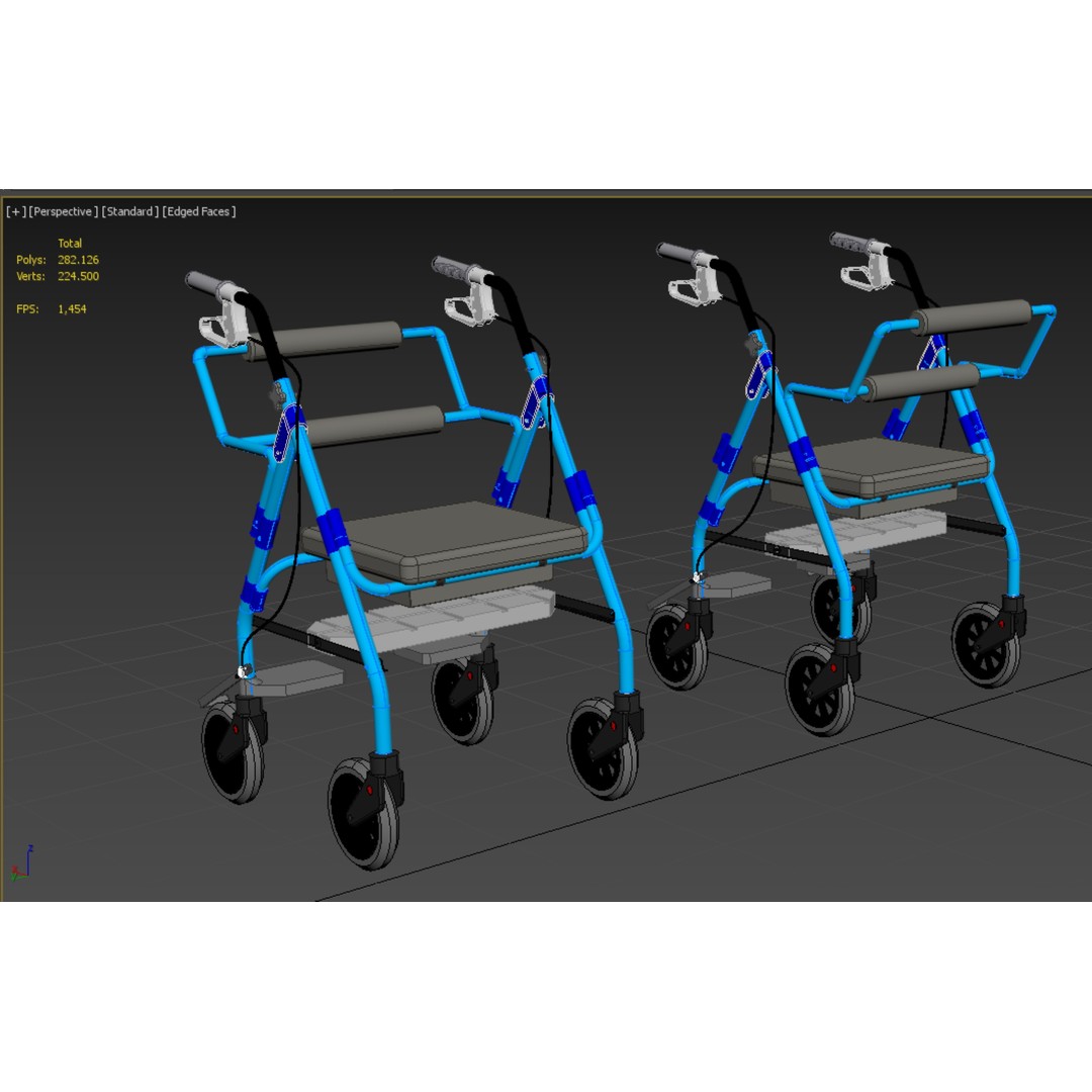 Walking Frame 3D Model – Foldable Mobility Aid, FBX, Blender