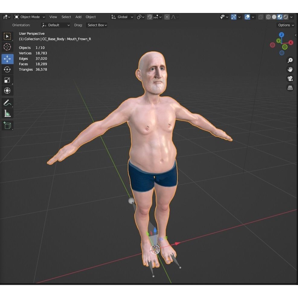 Old Man 3D Model – Realistic Low Poly Character, Rigged FBX - View 15