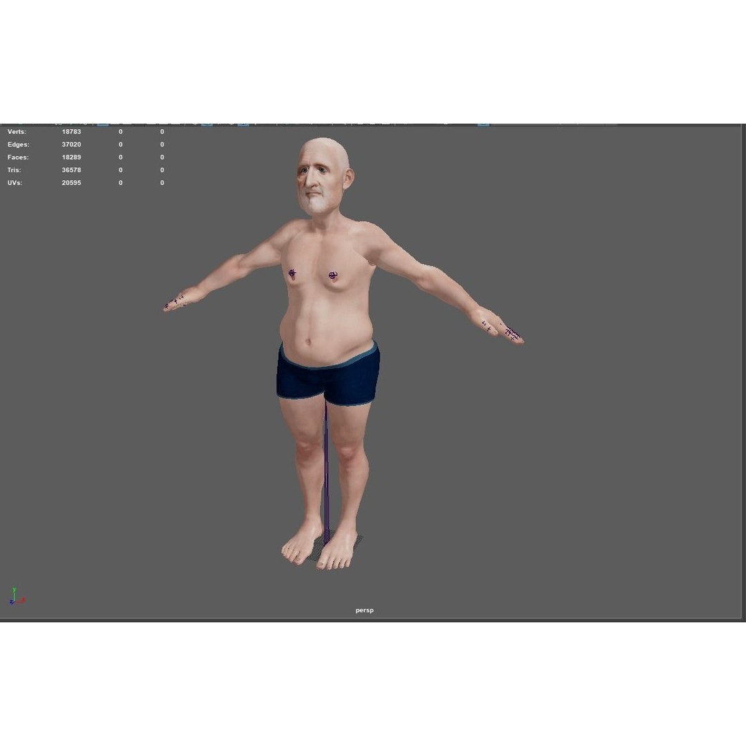Old Man 3D Model – Realistic Low Poly Character, Rigged FBX - View 19