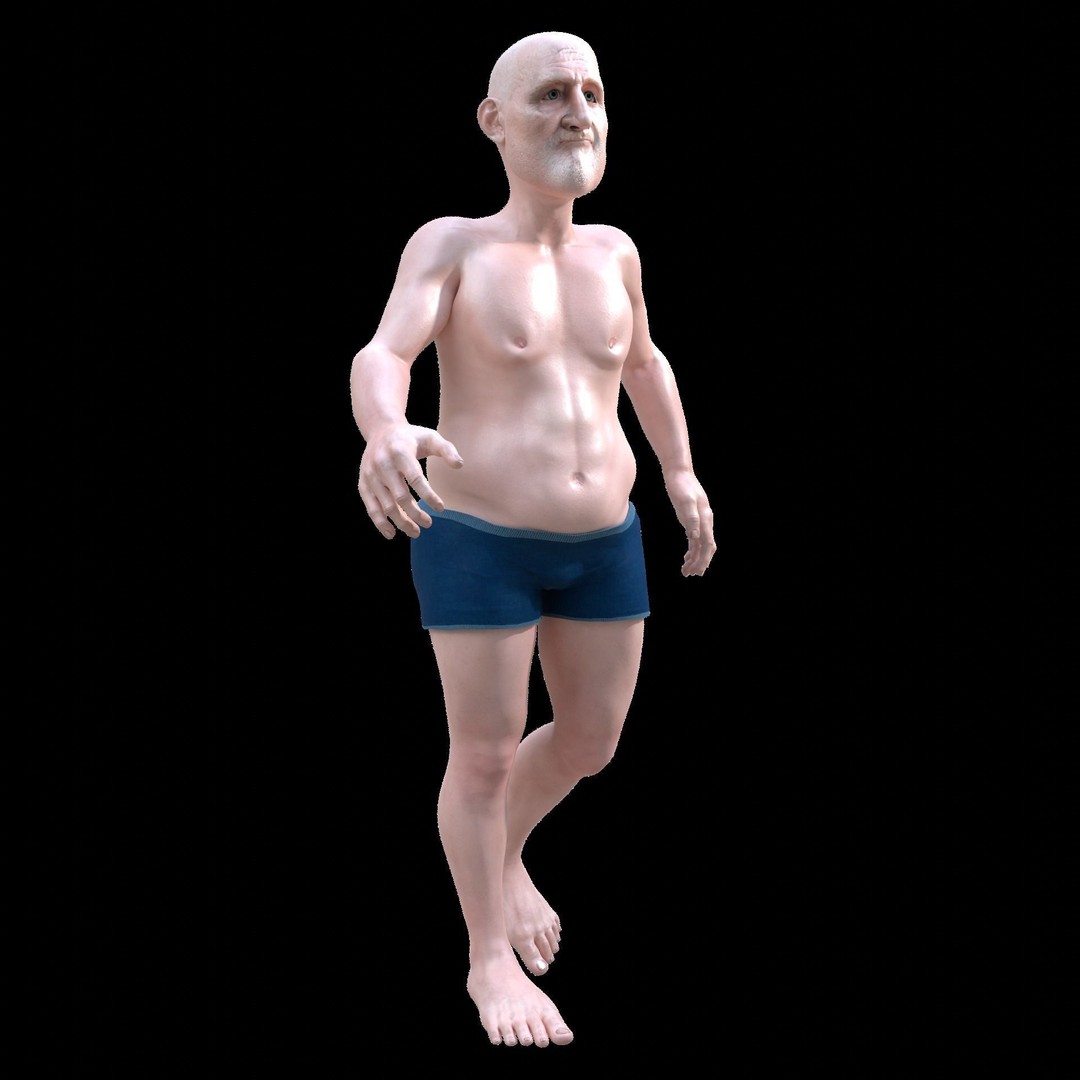 Old Man 3D Model – Realistic Low Poly Character, Rigged FBX - View 3