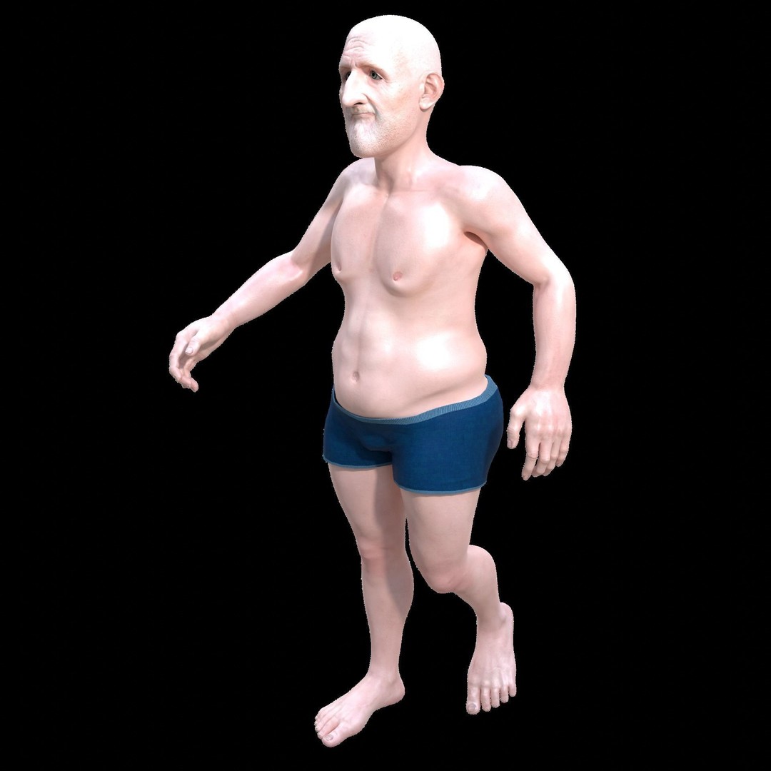 Old Man 3D Model – Realistic Low Poly Character, Rigged FBX - View 4