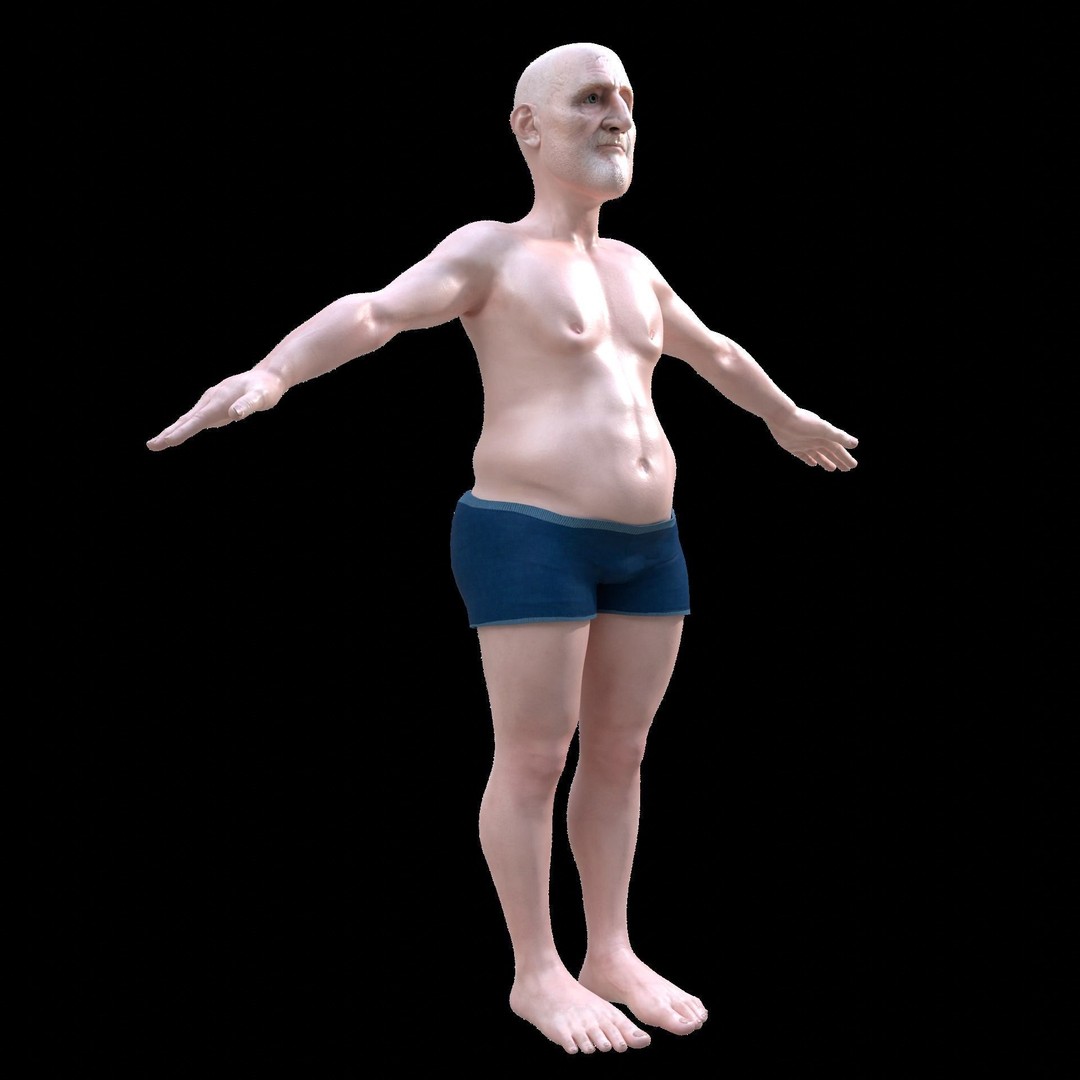 Old Man 3D Model – Realistic Low Poly Character, Rigged FBX - View 6