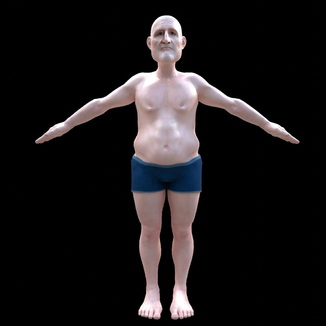 Old Man 3D Model – Realistic Low Poly Character, Rigged FBX - View 7