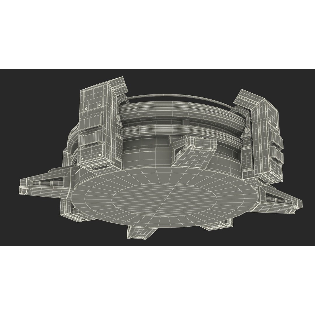 Futuristic Control Panel 3D Model – Sci-Fi Holographic Projector, PBR