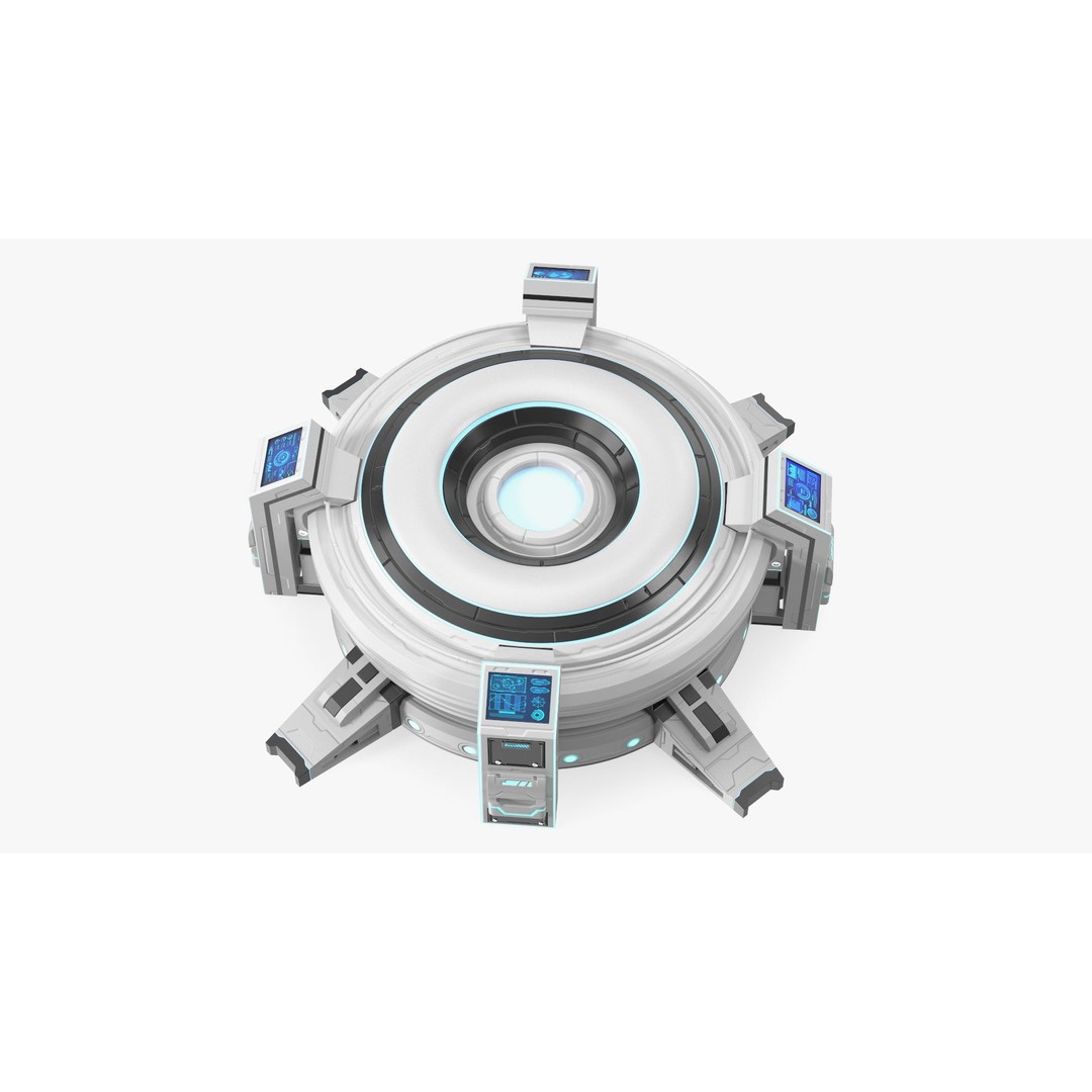 Futuristic Control Panel 3D Model – Sci-Fi Holographic Projector, PBR - View 10