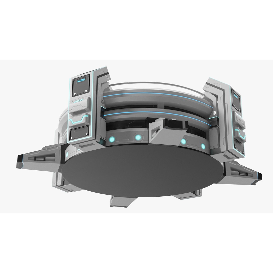 Futuristic Control Panel 3D Model – Sci-Fi Holographic Projector, PBR - View 11