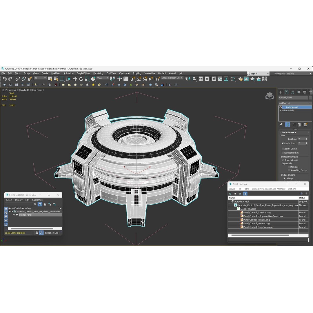 Futuristic Control Panel 3D Model – Sci-Fi Holographic Projector, PBR - View 17