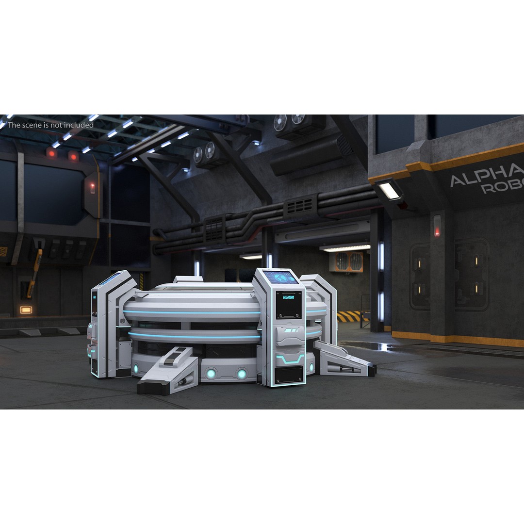 Futuristic Control Panel 3D Model – Sci-Fi Holographic Projector, PBR - View 2