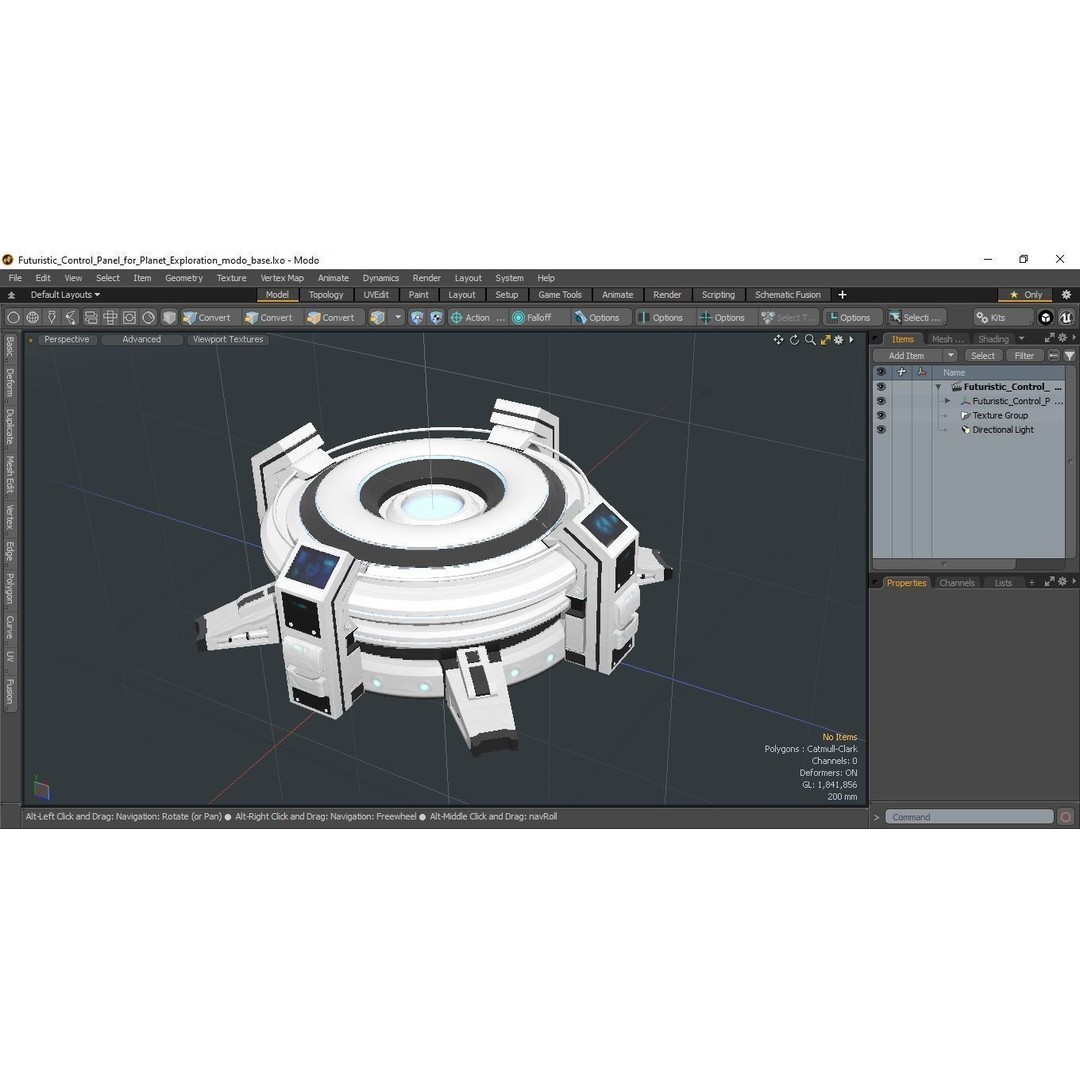 Futuristic Control Panel 3D Model – Sci-Fi Holographic Projector, PBR - View 21