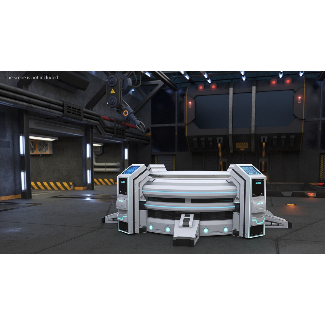 Futuristic Control Panel 3D Model – Sci-Fi Holographic Projector, PBR - View 3