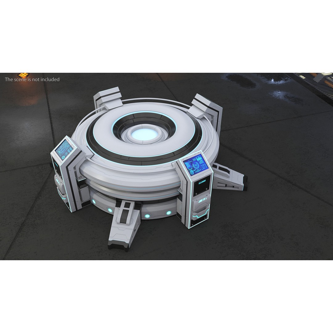 Futuristic Control Panel 3D Model – Sci-Fi Holographic Projector, PBR - View 4