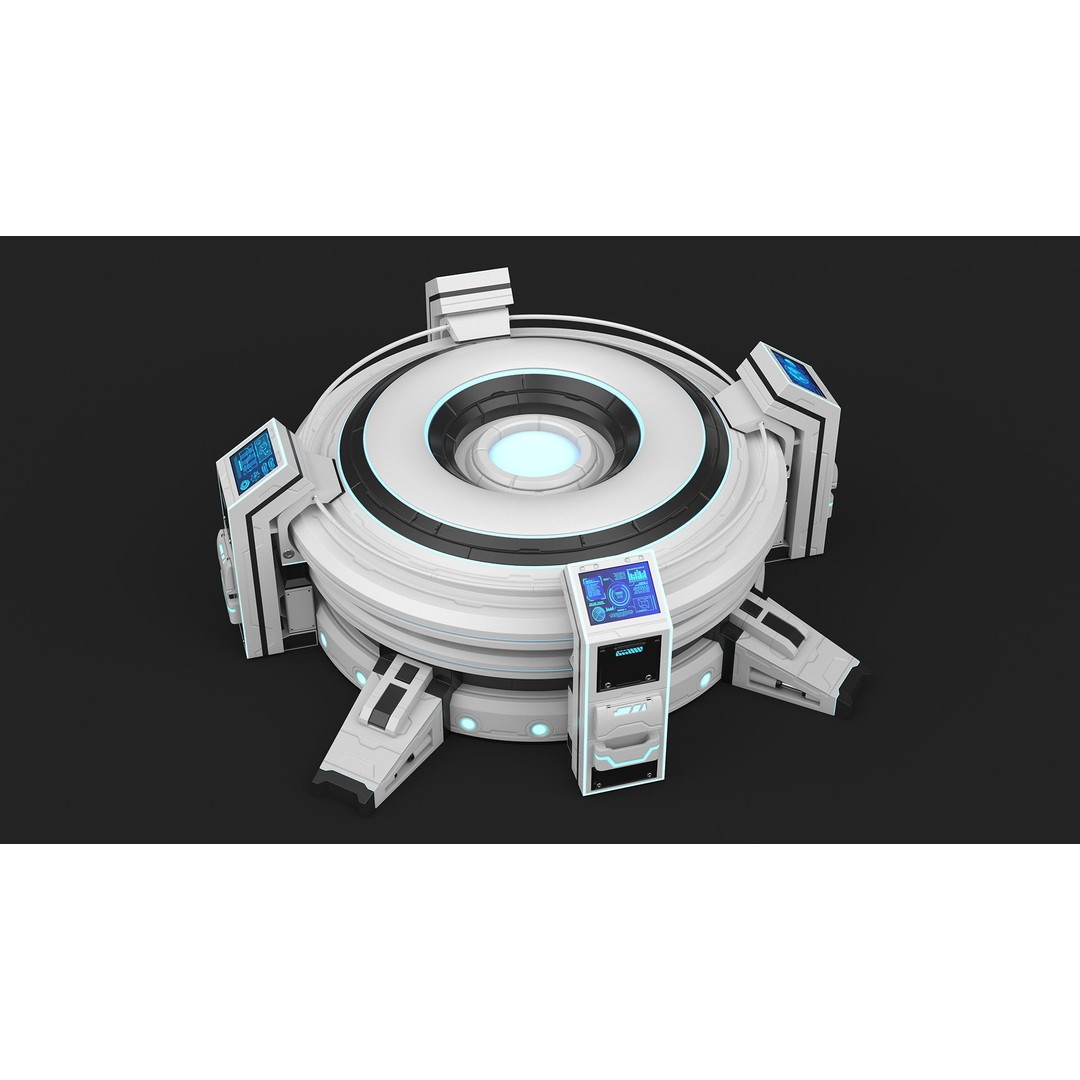Futuristic Control Panel 3D Model – Sci-Fi Holographic Projector, PBR - View 6