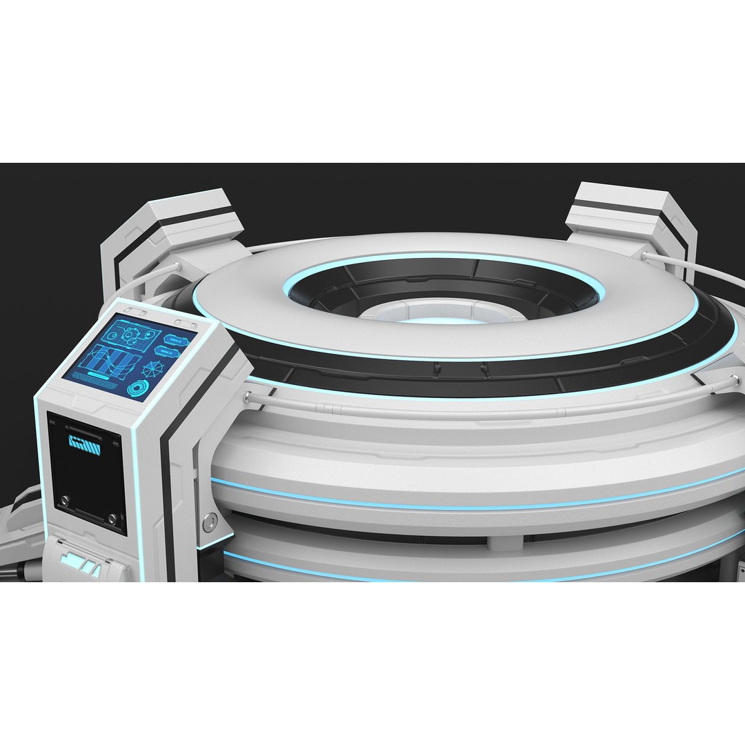 Futuristic Control Panel 3D Model – Sci-Fi Holographic Projector, PBR - View 7