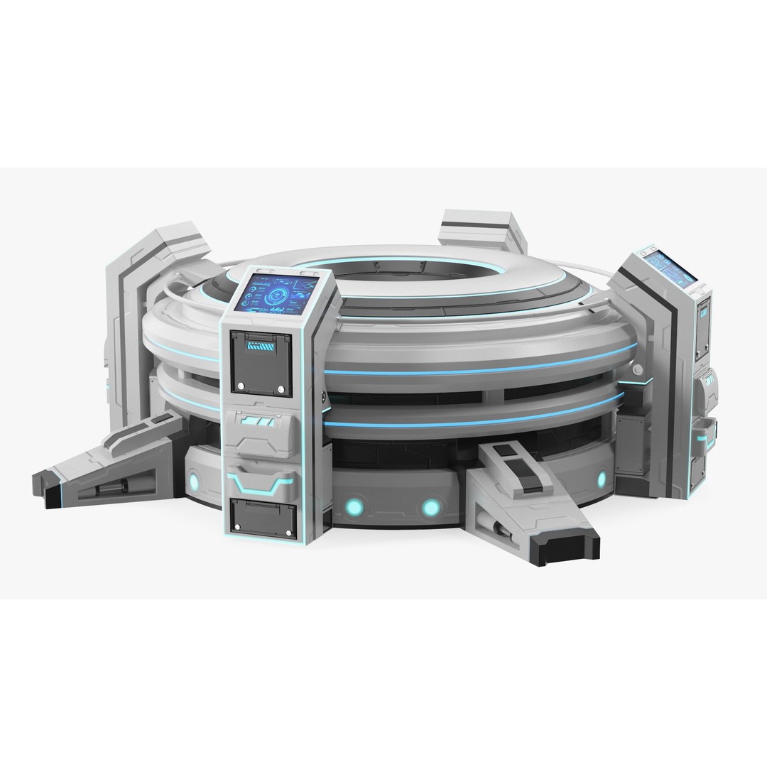 Futuristic Control Panel 3D Model – Sci-Fi Holographic Projector, PBR - View 8