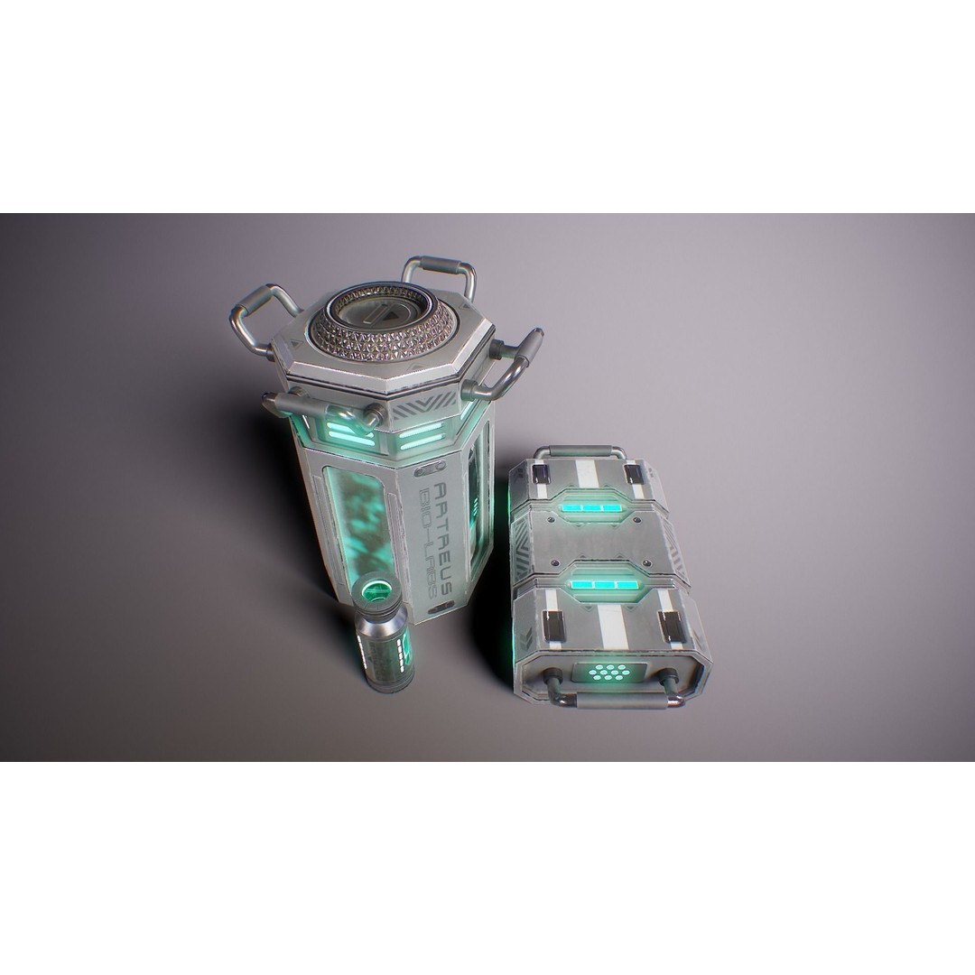Sci-Fi Lab Props 3D Model – Low Poly Game Ready Assets, FBX/OBJ - View 13