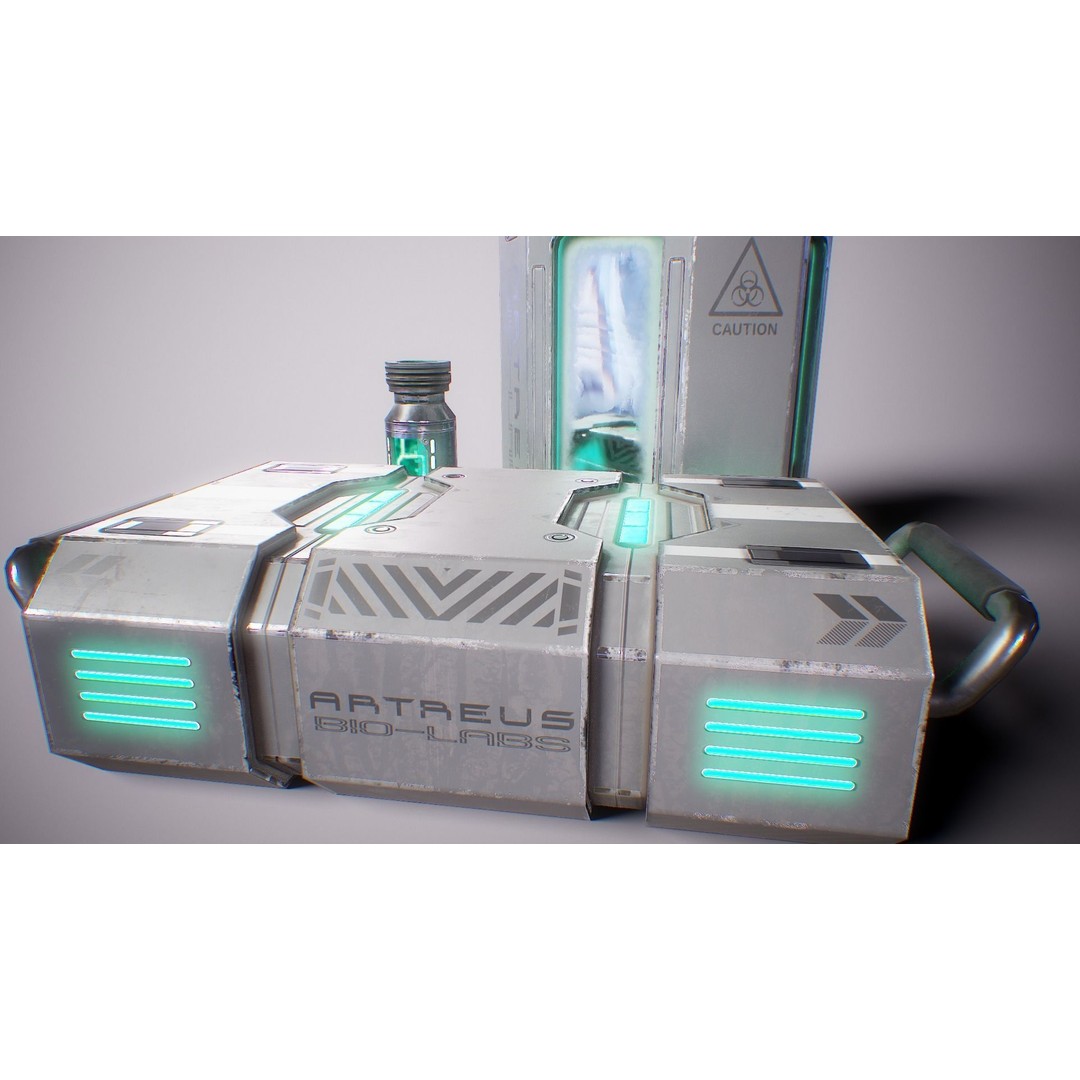 Sci-Fi Lab Props 3D Model – Low Poly Game Ready Assets, FBX/OBJ - View 3