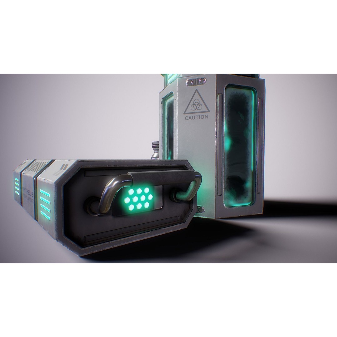 Sci-Fi Lab Props 3D Model – Low Poly Game Ready Assets, FBX/OBJ - View 4