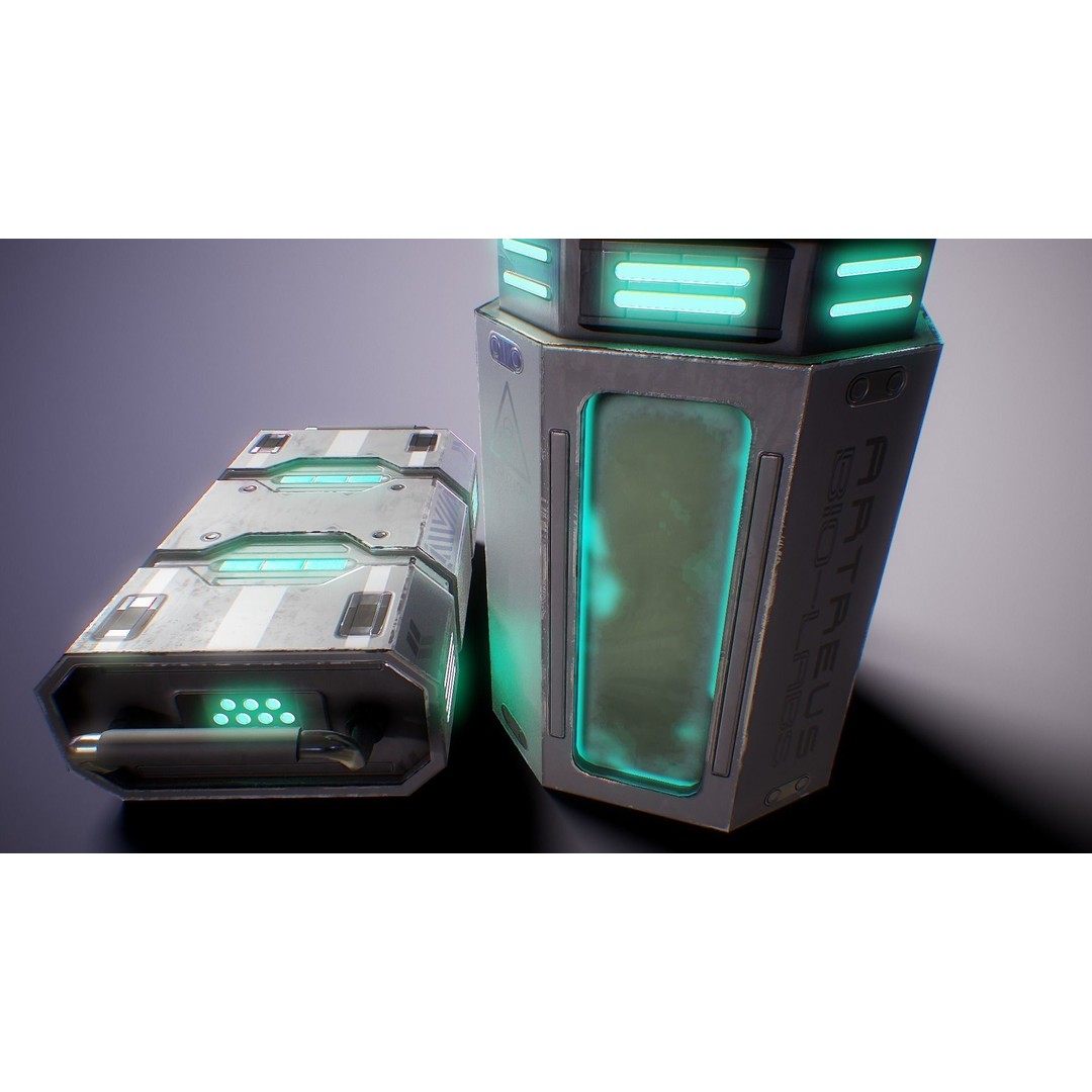 Sci-Fi Lab Props 3D Model – Low Poly Game Ready Assets, FBX/OBJ - View 5