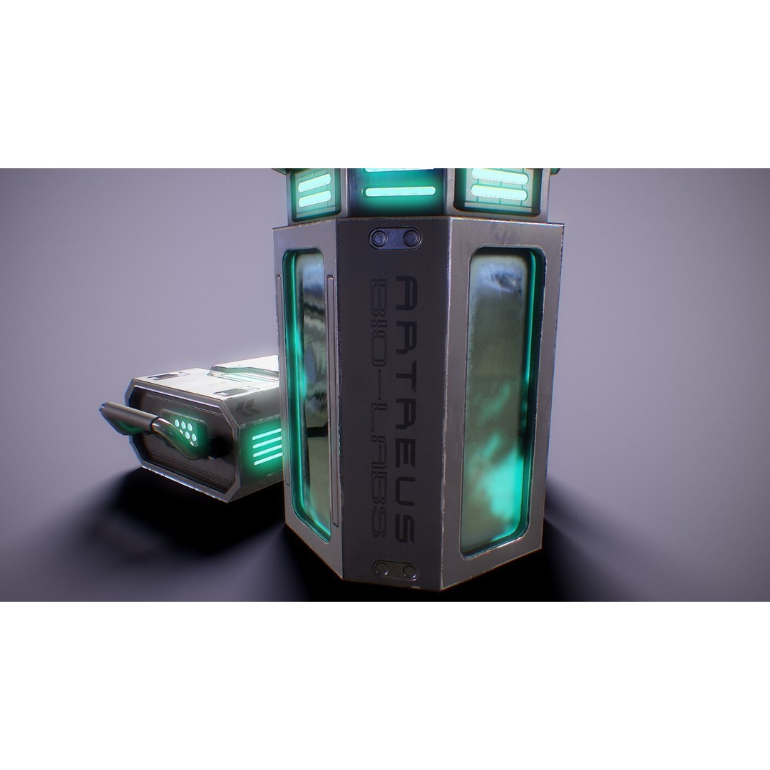 Sci-Fi Lab Props 3D Model – Low Poly Game Ready Assets, FBX/OBJ - View 6