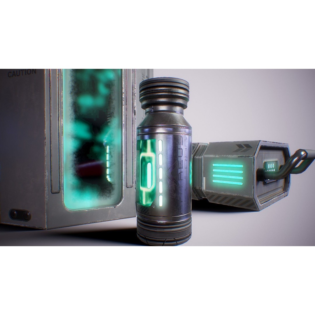 Sci-Fi Lab Props 3D Model – Low Poly Game Ready Assets, FBX/OBJ - View 8