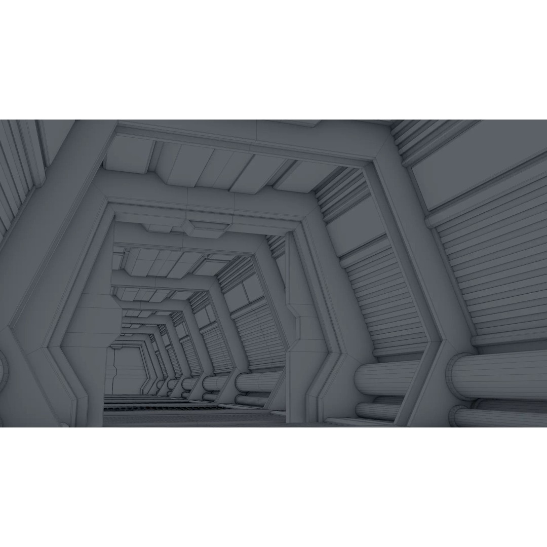 Sci Fi Corridor 3D Model – High Poly Game Asset, FBX, OBJ
