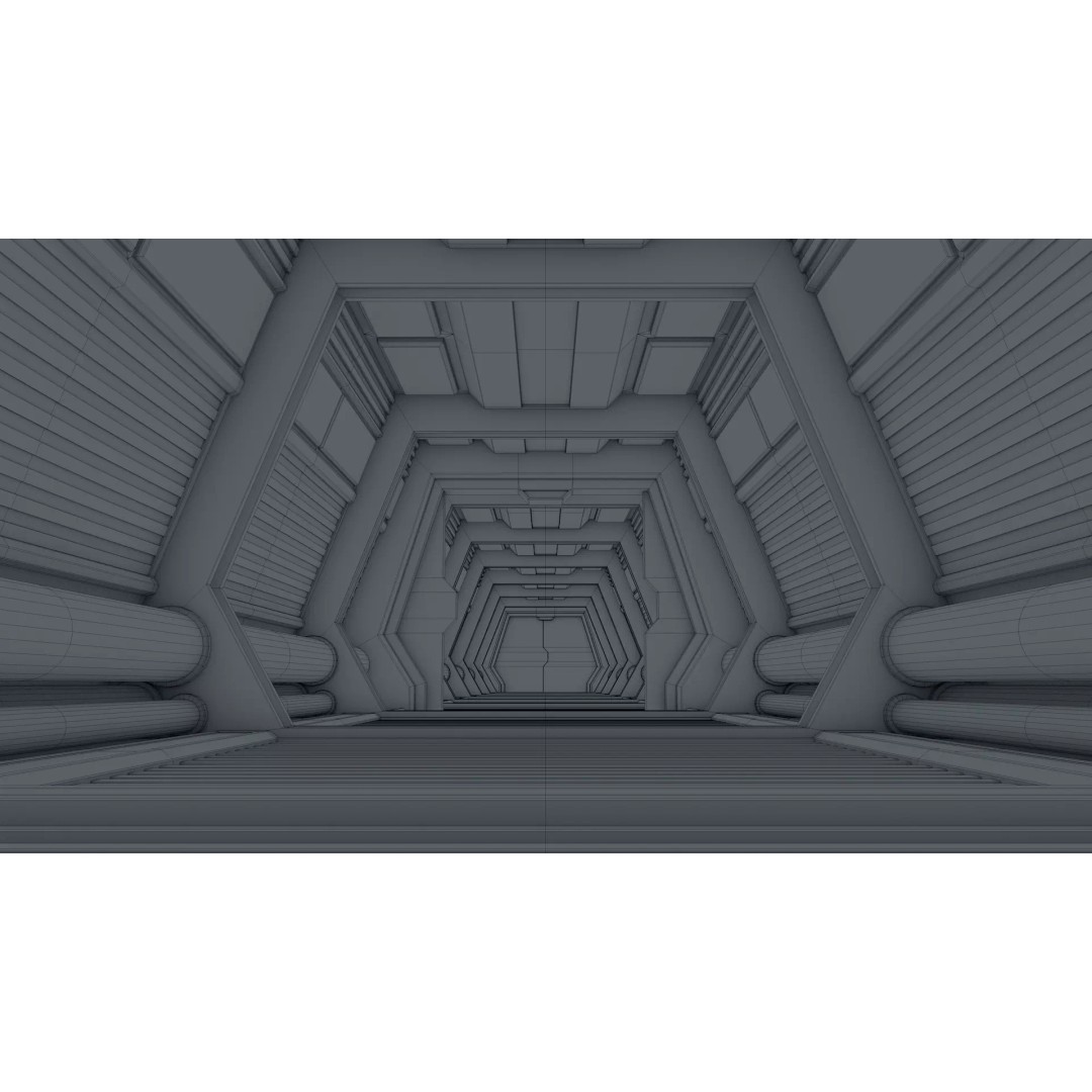Sci Fi Corridor 3D Model – High Poly Game Asset, FBX, OBJ - View 10