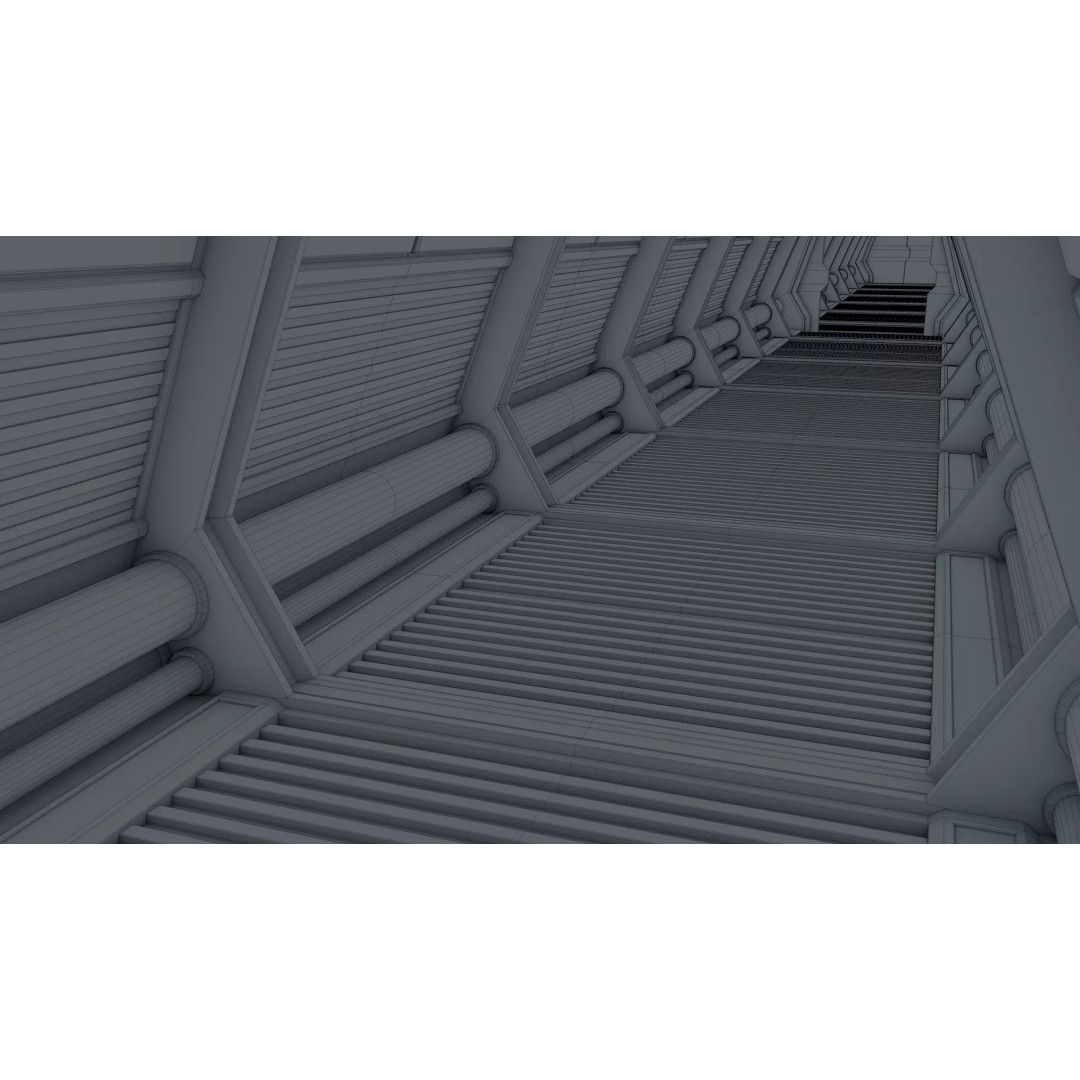 Sci Fi Corridor 3D Model – High Poly Game Asset, FBX, OBJ - View 11