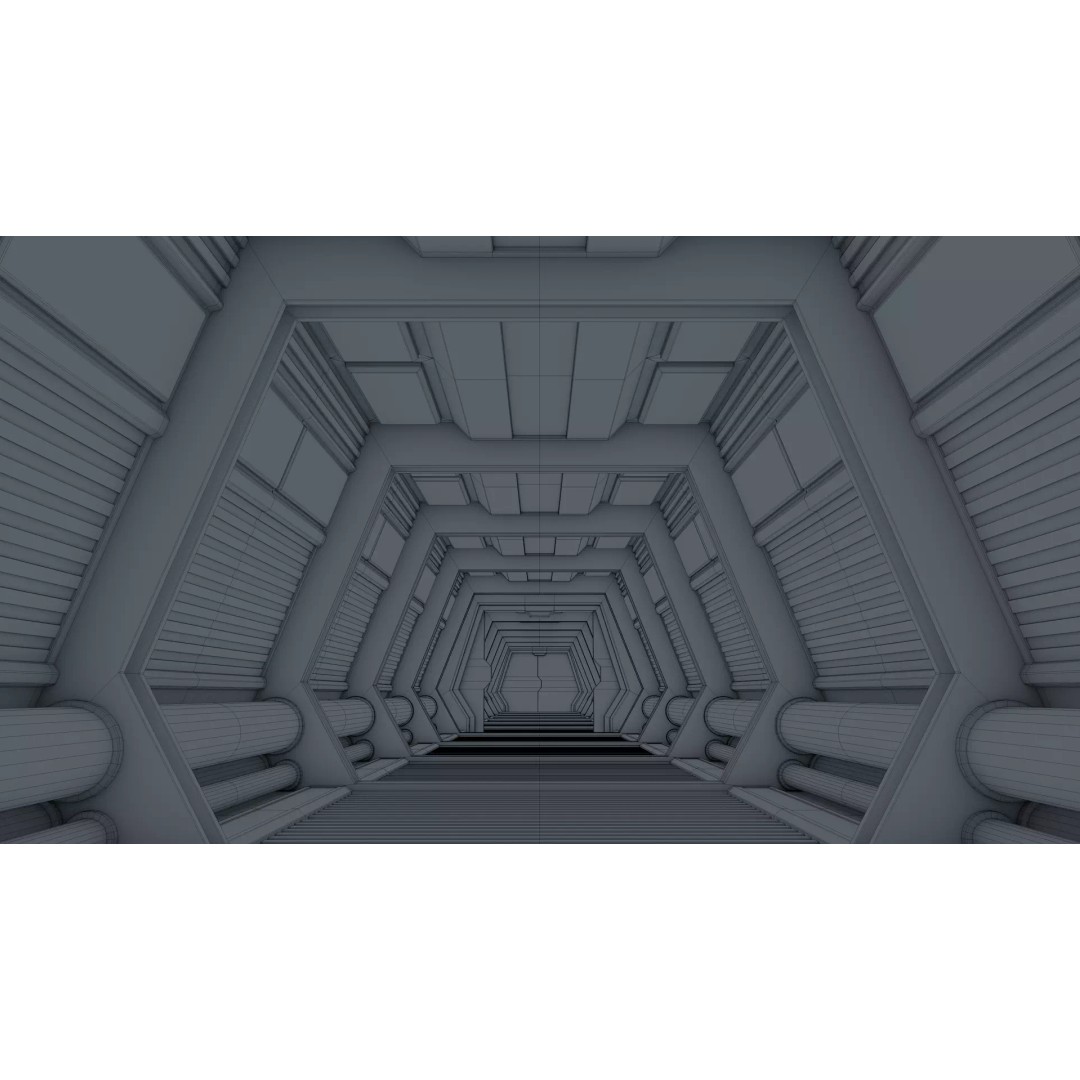 Sci Fi Corridor 3D Model – High Poly Game Asset, FBX, OBJ - View 12