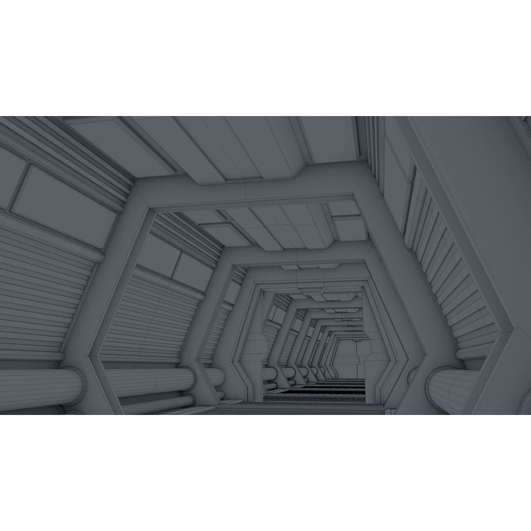 Sci Fi Corridor 3D Model – High Poly Game Asset, FBX, OBJ - View 13