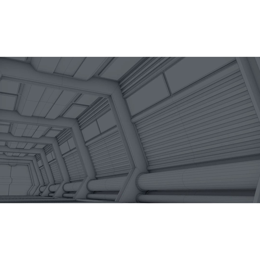 Sci Fi Corridor 3D Model – High Poly Game Asset, FBX, OBJ - View 14