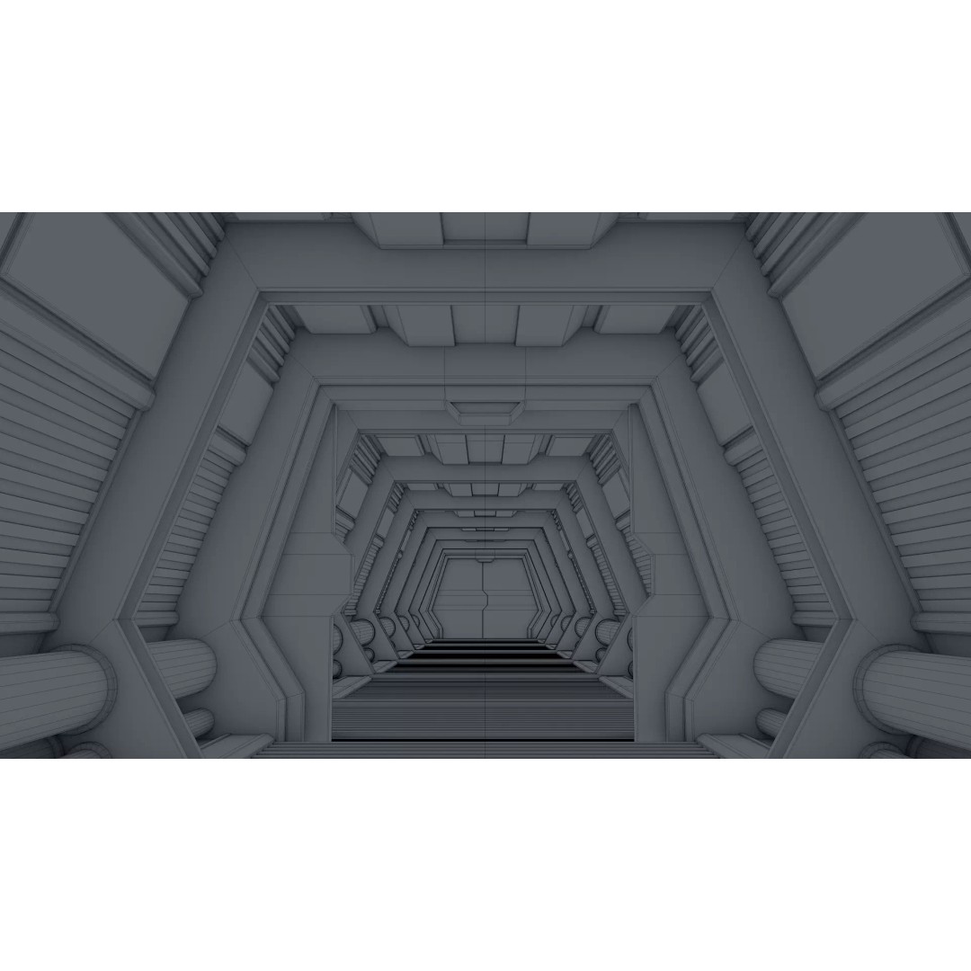 Sci Fi Corridor 3D Model – High Poly Game Asset, FBX, OBJ - View 15