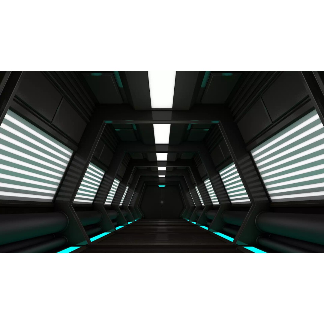 Sci Fi Corridor 3D Model – High Poly Game Asset, FBX, OBJ - View 2