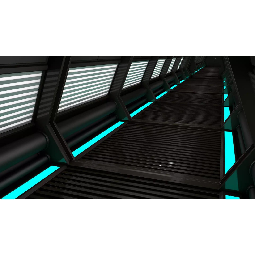 Sci Fi Corridor 3D Model – High Poly Game Asset, FBX, OBJ - View 4