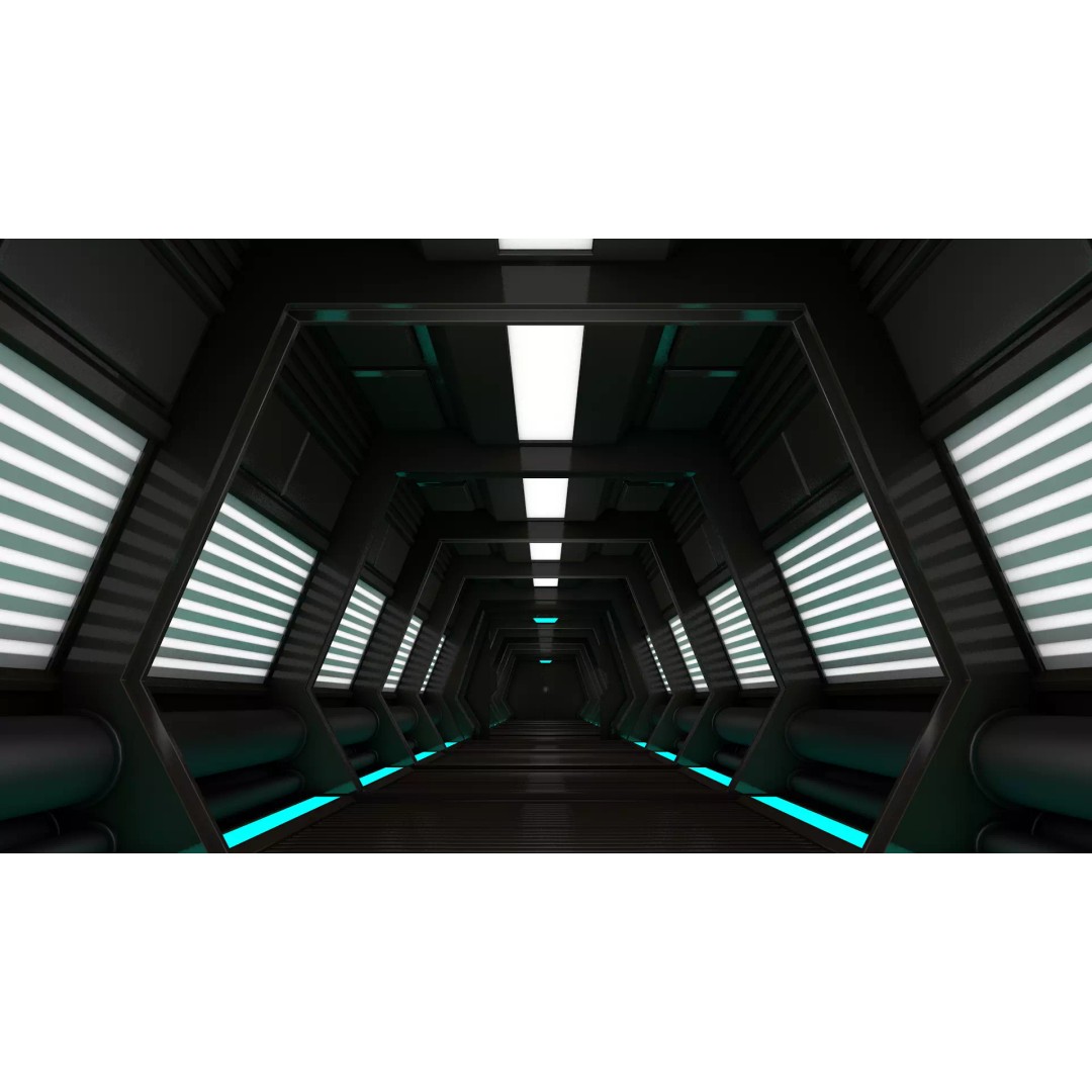 Sci Fi Corridor 3D Model – High Poly Game Asset, FBX, OBJ - View 5