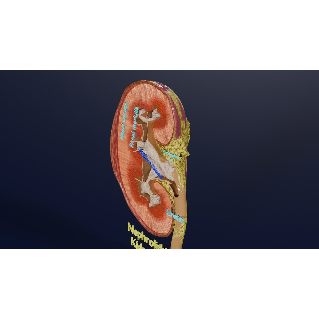 Kidney Stone 3D Model – Low Poly Medical Asset, PBR Textures, FBX - View 13